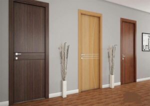 Thiết kế nội thất đơn giản với cửa gỗ chống cháy 